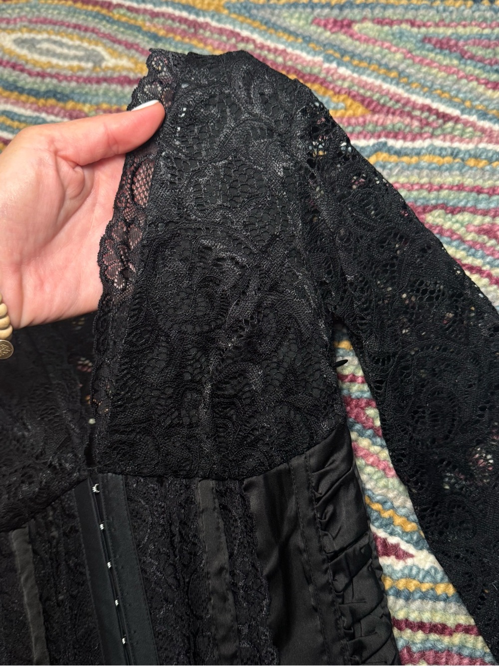 ▪️♟️Outcast Anita Mini Dress Corset Black Lace Long Sleeve Bodycon ♟️▪️ - Picture 6 of 15